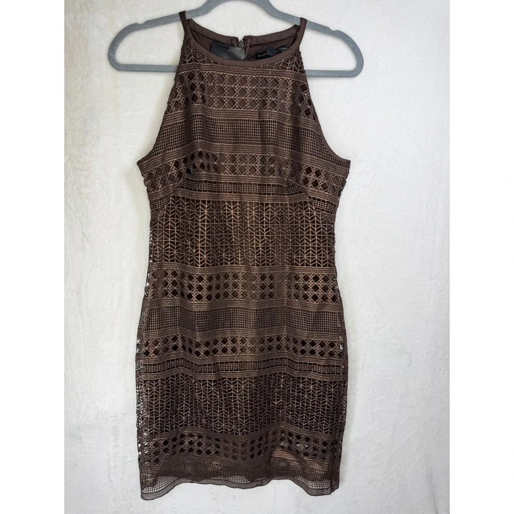 NWT WHBM White House Black Market‎ Dress Women Size 2 Brown Lace